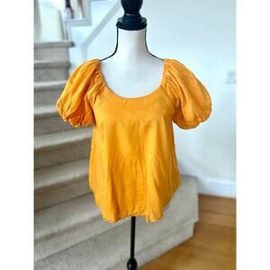 Maeve Marigold Yellow Puff Sleeve Scoopneck Milk Maid Blouse
